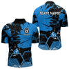 Maxcorners Personalized Black Blue 8 Ball Crown Hexagon Billiard Shirts For Men, Pool Billiard Team Jerseys
