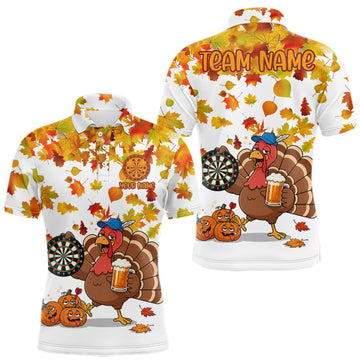Maxcorners Funny Drunk Turkey Autumn Darts Shirts For Men Custom Thanksgiving Darts Team Jersey, Darts Gifts LM1508
