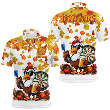 Maxcorners Funny Turkey Beer Autumn Darts Shirts For Men Custom Thanksgiving Darts Team Jersey, Darts Gifts LM1508