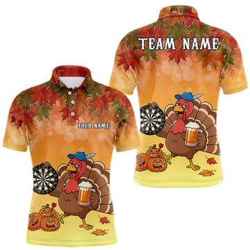 Maxcorners Custom Orange Funny Drunk Turkey Autumn Darts Shirts For Women, Thanksgiving Darts Jersey Darts Gifts LM1508