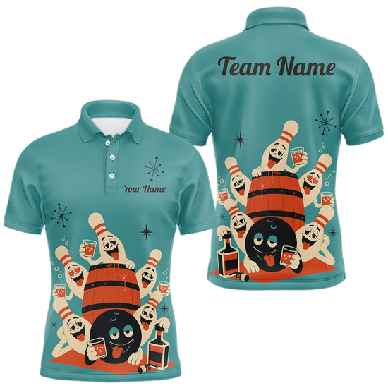 Maxcorners Custom Retro Funny Drunk Bowling Shirts For Men, Personalized Drinking Bowling Team Jersey