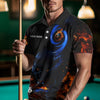 Maxcorners Personalized Orange And Blue Flaming 3D Panther Billiard Shirts For Men, Cool Team Billiard Jerseys