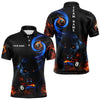 Maxcorners Personalized Orange And Blue Flaming 3D Panther Billiard Shirts For Men, Cool Team Billiard Jerseys