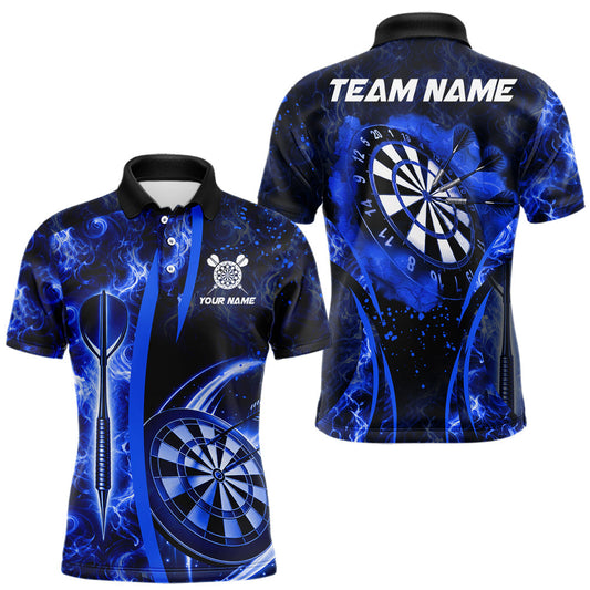 Maxcorners Blue Dartboard Lightning Darts Shirt For Men Custom Flame Darts Team Jersey Polo & 1/4 Zip