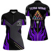 Maxcorners Personalized Purple Black 8 Ball Pool Shirt For Men, Billiard League Team Jersey Polo & 1/4 Zip MT2306