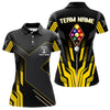 Maxcorners Personalized Yellow Black 9 Ball Pool Shirt For Men, Billiard League Team Jersey Polo & 1/4 Zip MT2306