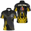 Maxcorners Personalized Yellow Black 9 Ball Pool Shirt For Men, Billiard League Team Jersey Polo & 1/4 Zip MT2306