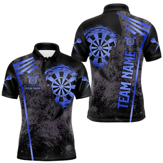 Maxcorners Personalized Grunge Dartboard Darts Polo, Quarter Zip Shirt For Men Custom Darts Team Jersey | BlueMaxcorners Personalized Grunge Dartboard Darts Polo, Quarter Zip Shirt For Men Custom Darts Team Jersey | Blue LM0510