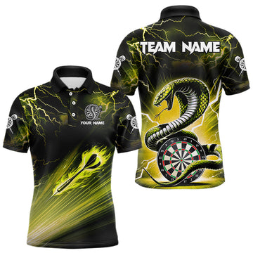Maxcorners Thunder Lightning Custom Cobra Snake Yellow Men Dart Shirts Best Dart Jerseys Dart Team Shirts