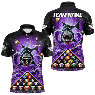 Maxcorners Personalized Purple 8 Ball Pool And Shark Billiard Shirts For Men, Billiard League Team Jersey LM1508