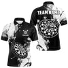 Maxcorners Grunge Black And White Dart Polo & Quarter Zip Custom Dart Shirts For Men, Retro Dart Jerseys