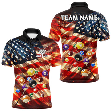 Maxcorners Custom Patriotic Glowing American Flag Billiard Pool Shirt For Men, 8 Ball Billiard Team Jersey LM0410