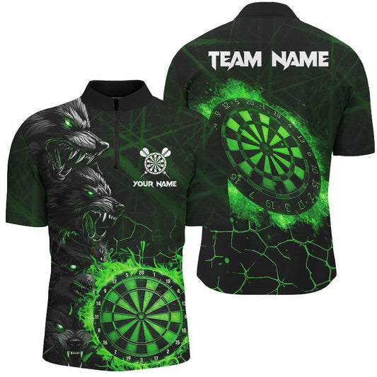 Maxcorners Green Dart Board Fire Flame Darts Jersey Multicolor Option Customized Name, Team Name 3D Shirt
