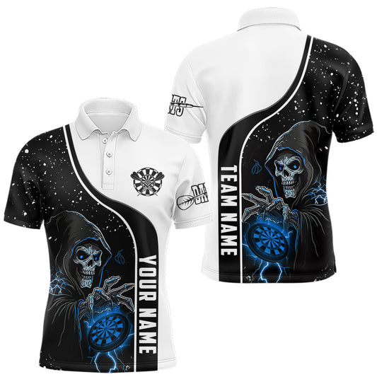 Maxcorners Blue Grim Reaper Darts Men Polo & Quarter-Zip Custom Darts Shirts For Team Darts Jerseys