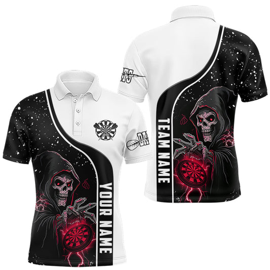 Maxcorners Red Grim Reaper Darts Men Polo & Quarter-Zip Custom Darts Shirts For Team Darts Jerseys