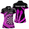 Maxcorners Black And Purple Fire Flame Darts Polo & Quarter Zip Custom Dart Shirt For Men Darts League Jerseys