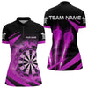 Maxcorners Black And Purple Fire Flame Darts Polo & Quarter Zip Custom Dart Shirt For Men Darts League Jerseys