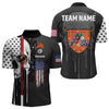 Maxcorners Personalized Grunge Skull Melting American Flag Billiard Shirt For Men Patriotic Us Billiard Jersey