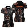 Maxcorners Black And Orange Custom Tiger Darts Polo & Quarter Zip, Dart Shirts For Women Team Dart Jerseys