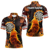 Maxcorners Orange Flame Dartboard Wolf Dart Shirts For Men Custom Dart Jersey Polo & 1/4 Zip, Dart Team Shirts