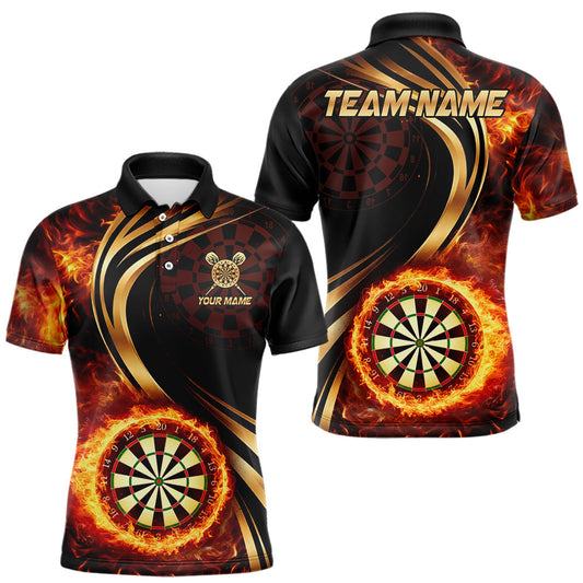 Maxcorners Custom Blue Tribal Dart Shirts for Men Dart Team Jersey Dartboard Gifts Polo & 1/4 Zip