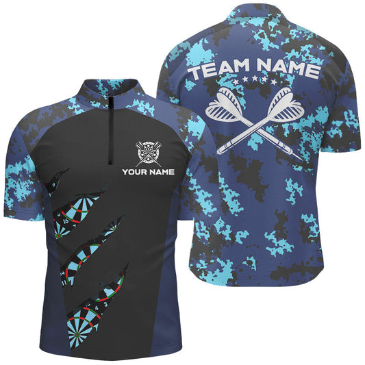 Maxcorners Blue Camo Darts Jersey Multicolor Option Customized Name, Team Name 3D Shirt