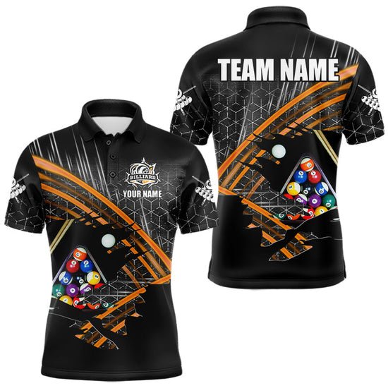 Maxcorners Personalized Billiard Shirts For Men Custom Orange Billiard Pool Ball Jersey, Billiard Team Shirt