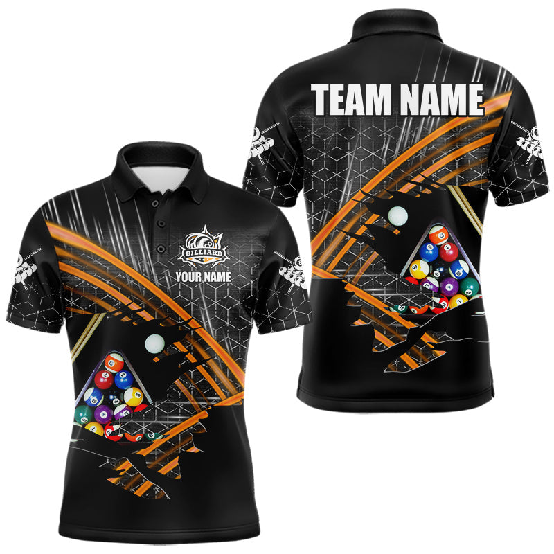 Maxcorners Personalized Billiard Shirts For Men Custom Orange Billiard Pool Ball Jersey, Billiard Team Shirt