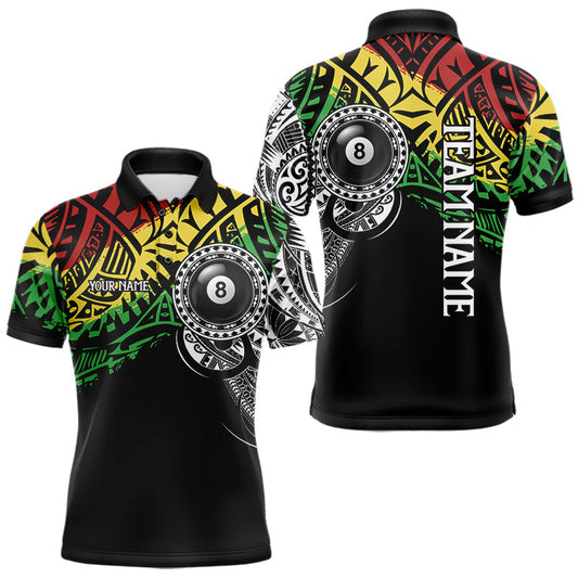 Maxcorners Personalized Tribal 8 Ball Pool Billiard Shirts For Men Custom Billiard Team Jersey Polo & 1/4 Zip