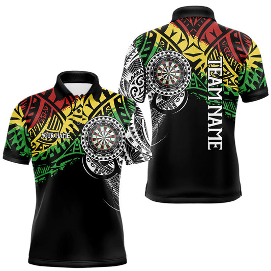 Maxcorners Personalized Tribal Pattern Darts Shirts For Men Custom Darts Team Jersey Polo & Quarter Zip
