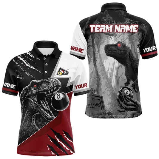 Maxcorners Personalized 8 Ball Pool Sauropod Billiard Shirts For Men Custom Billiard Team Jerseys |Red
 LM1202