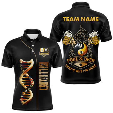 Maxcorners Funny DNA Yin-Yang Billiard Shirt For Men Custom Pool & Beer That's Why I'm Here Billiard Jersey LM2704