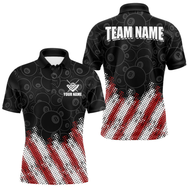 Maxcorners Red, White And Black 8 Ball Billiard Jersey For Men Custom Pool Team Shirts Polo & 1/4 Zip