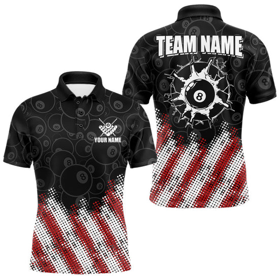 Maxcorners Red, White And Black 8 Ball Billiard Pool Shirts For Men Custom Billiard Team Jersey Polo, 1/4 Zip