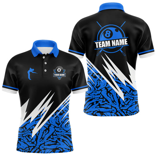 Maxcorners Personalized 8 Ball Billiard Jersey For Men Custom Black And Blue Pool Team Shirt Polo & 1/4 Zip LM2711