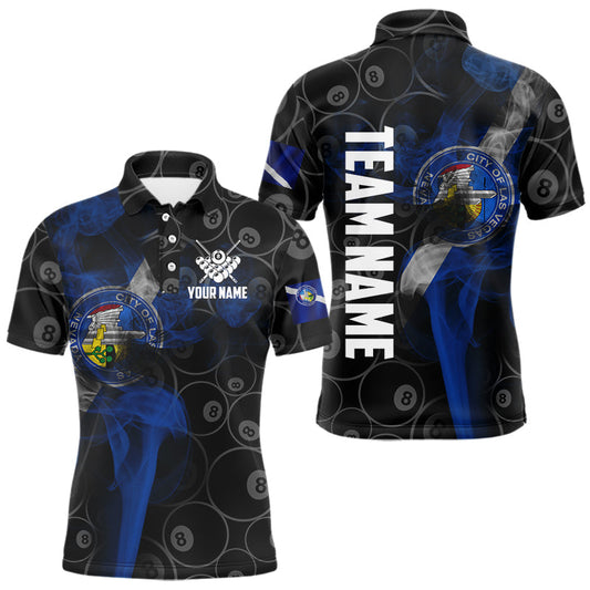 Maxcorners Personalized Las Vegas Flag Smoke Billiard Shirt For Men Custom 8 Ball Pool Team Jerseys LM1203