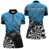 Maxcorners Black And Blue Grunge Darts Shirts For Men Custom Dart Team Jerseys OutfitMT0306