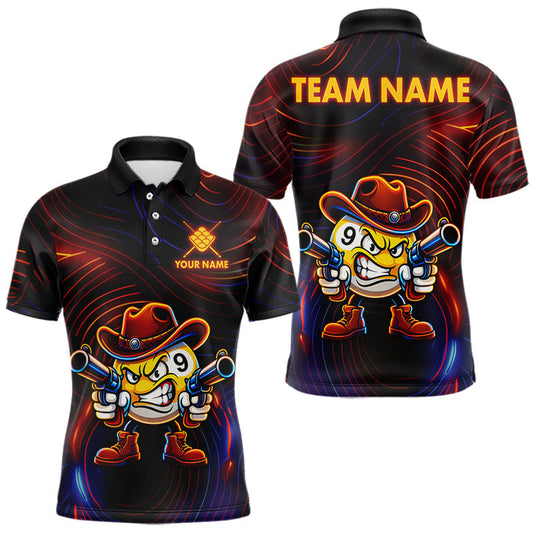 Maxcorners Funny Neon 9 Ball Billiard Shirt For Men Custom Pool Team Shirt, Billiard Jersey Polo & 1/4 Zip