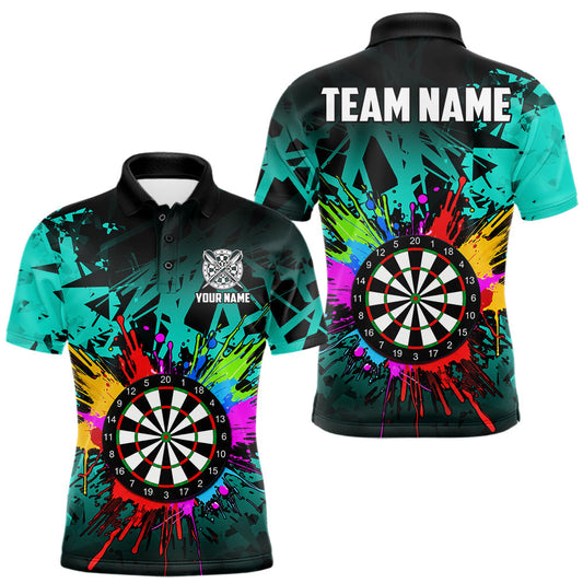 Maxcorners Turquoise Funny Dartboard Colorful Darts Shirts For Men Custom Darts Polo & Quarter Zip Team JerseyMaxcorners Turquoise Funny Dartboard Colorful Darts Shirts For Men Custom Darts Polo & Quarter Zip Team Jersey LM0510