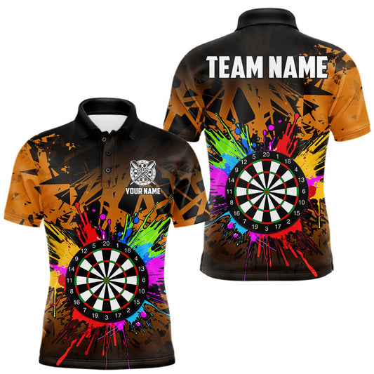 Maxcorners Orange Funny Dartboard Colorful Darts Shirts For Men Custom Darts Polo & Quarter Zip Team Jersey