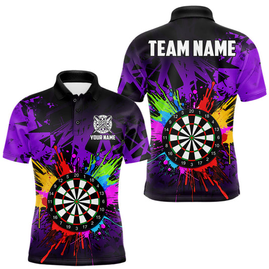 Maxcorners Purple Funny Dartboard Colorful Darts Shirts For Men Custom Darts Polo & Quarter Zip Team Jersey