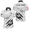 Maxcorners Personalized Funny Scratch 8 Ball Pool Billiard Polo, 1/4 Zip For Men Custom Team Billiard Jersey MT1006