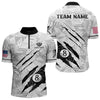 Maxcorners Personalized Funny Scratch 8 Ball Pool Billiard Polo, 1/4 Zip For Men Custom Team Billiard Jersey MT1006