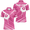 Maxcorners Billiard 8 Ball Breast Cancer Awareness Customized Name, Team Name 3D Polo Shirt Unisex