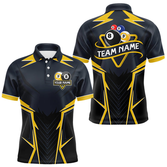 Maxcorners Billiard Jersey For Men Custom Polo & 1/4 Zip Billiard Team Shirt, 8 & 9 Ball Pool Shirt|Yellow LM1203