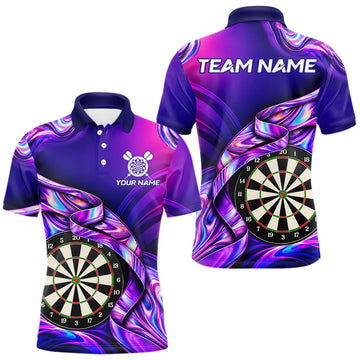 Maxcorners Custom Purple Holographic Darts Shirts For Men, Custom Darts League Team Jersey, Darts Outfit