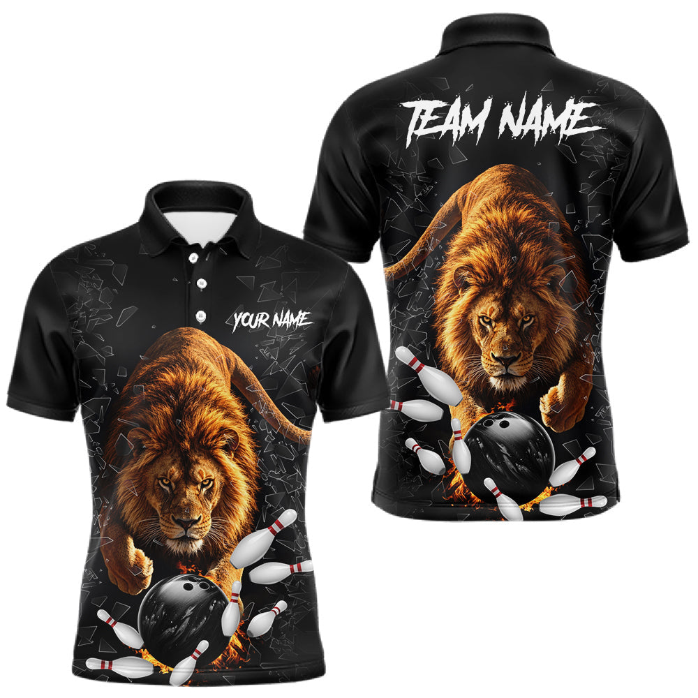 Maxcorners Custom Lion Glass Break Bowling Shirts For Men Custom Bowling Team Jersey Bowler Uniform Outfits