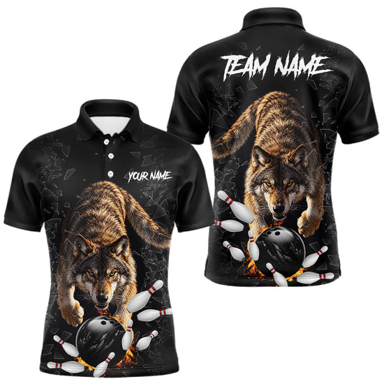 Maxcorners Custom Wolf Glass Break Bowling Shirts For Men Custom Bowling Team Jersey Bowler Uniform Outfits