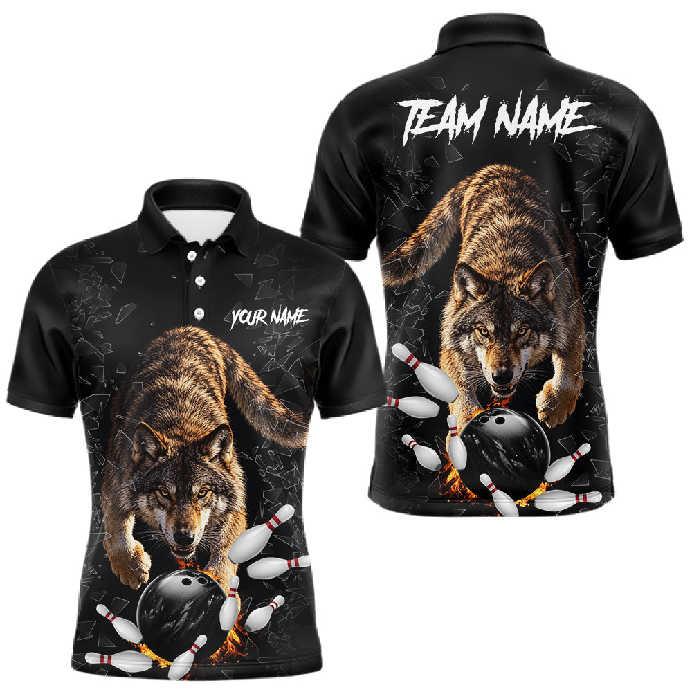 Maxcorners Custom Wolf Glass Break Bowling Shirts For Men Custom Bowling Team Jersey Bowler Uniform Outfits