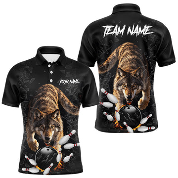 Maxcorners Custom Wolf Glass Break Bowling Shirts For Men Custom Bowling Team Jersey Bowler Uniform Outfits LM0410